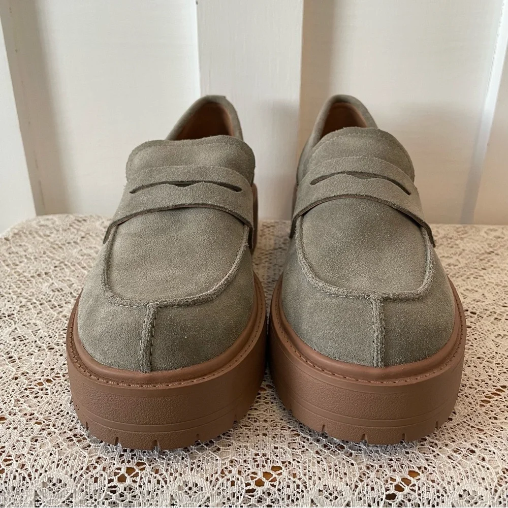 Geox Respira Gray Suede Chunky Platform Loafers Shoes New 10